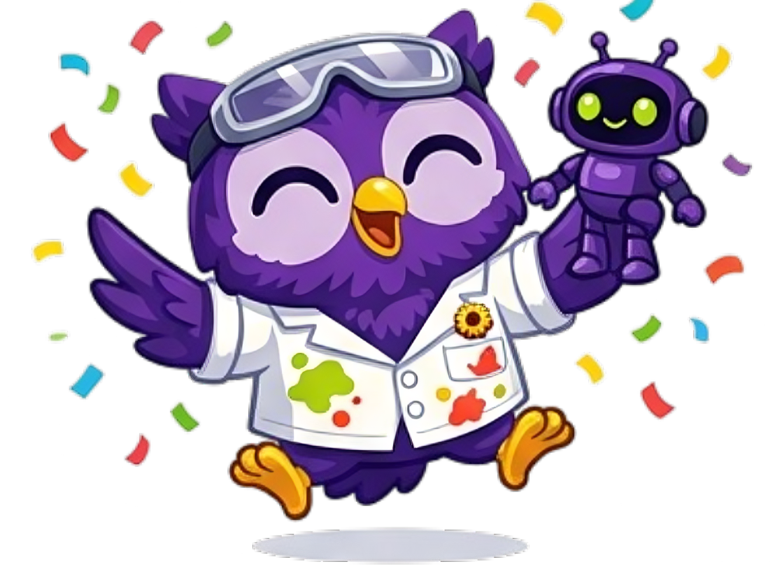 Whyzee Lab mascot Zee building STEAM toys